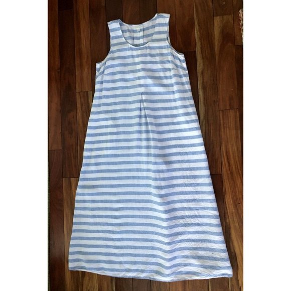 J.jill "love linen" long tank striped maxi tank‎ dress XS Perfect Love +pockets - Picture 2 of 14